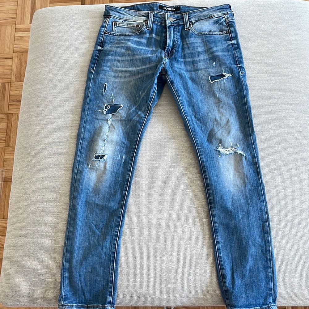 Express hyper denim mid wash